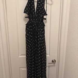 Fashion Nova Black and White Polka Dot Maxi Dress